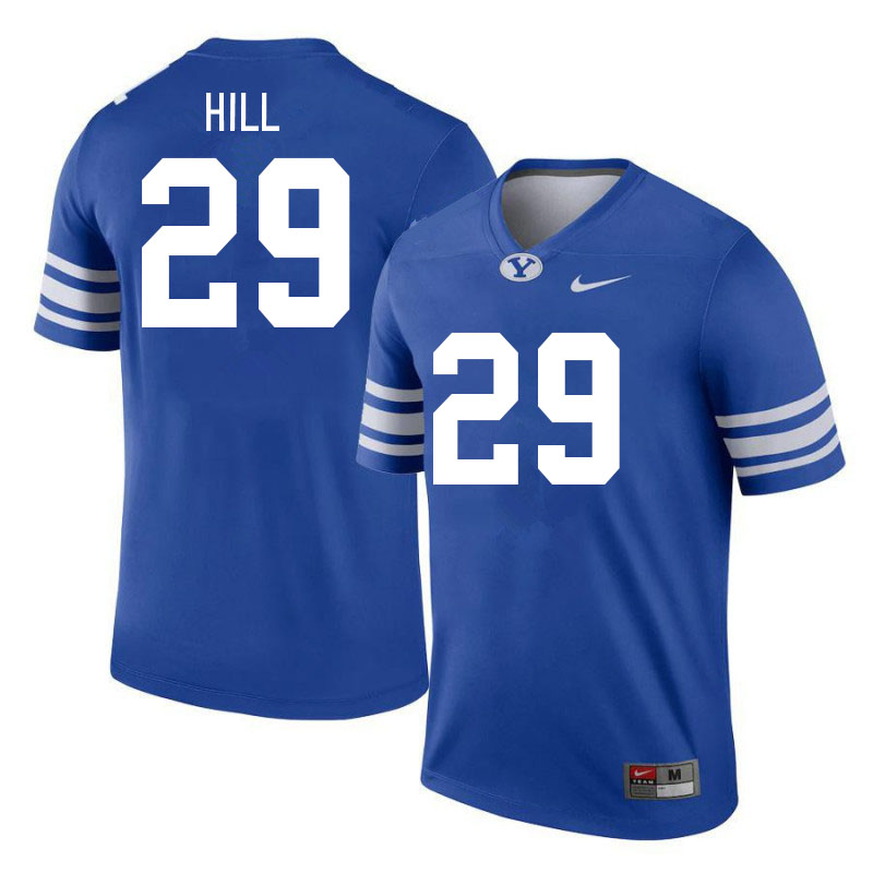 Men #29 Jake Hill BYU Cougars College Football Jerseys Stitched Sale-Royal